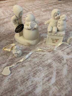 Department 56 Cream and White Snowbaby Ceramic Figurine Set